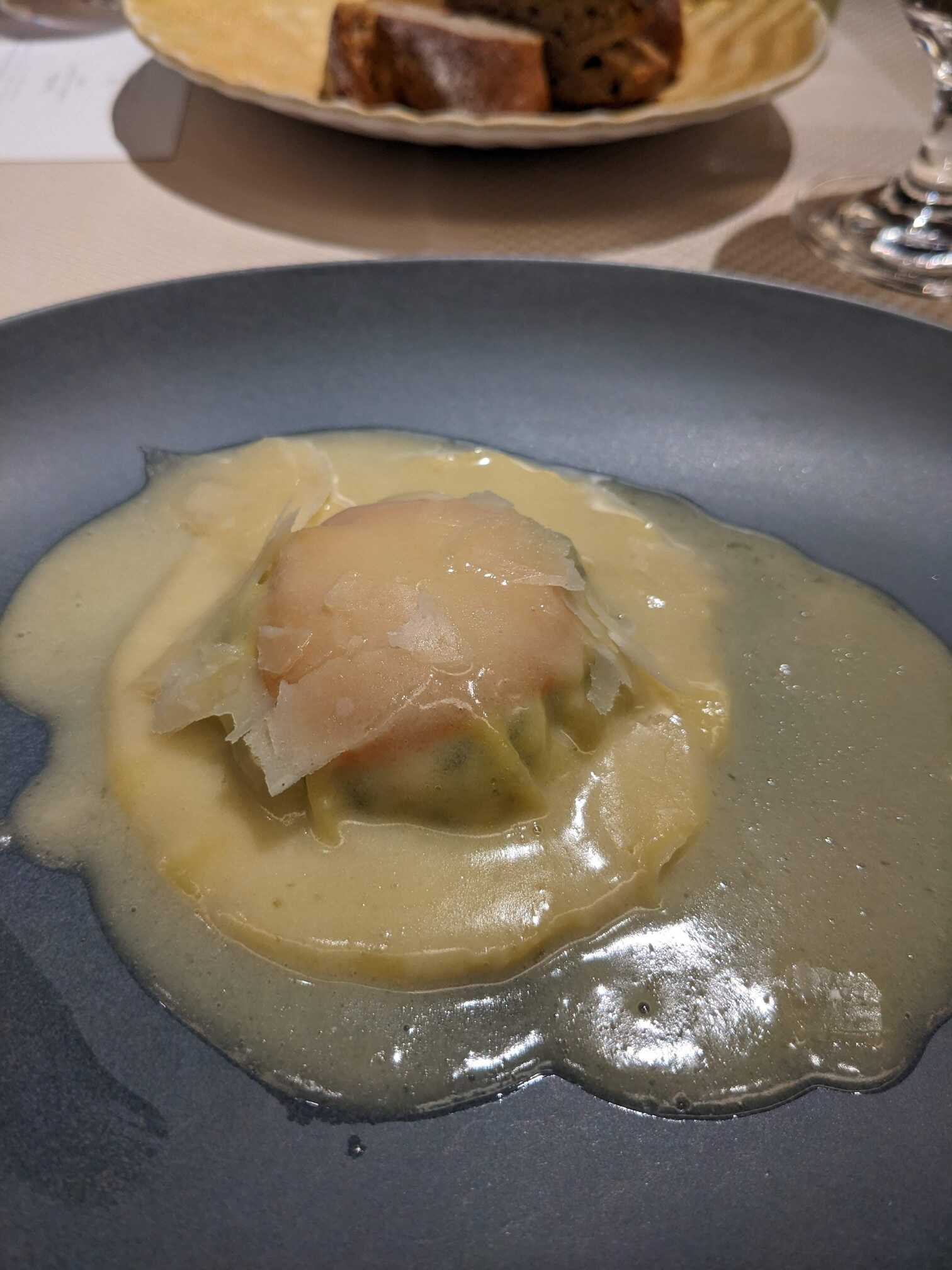 Raviolone with red cow parmigiano reggiano