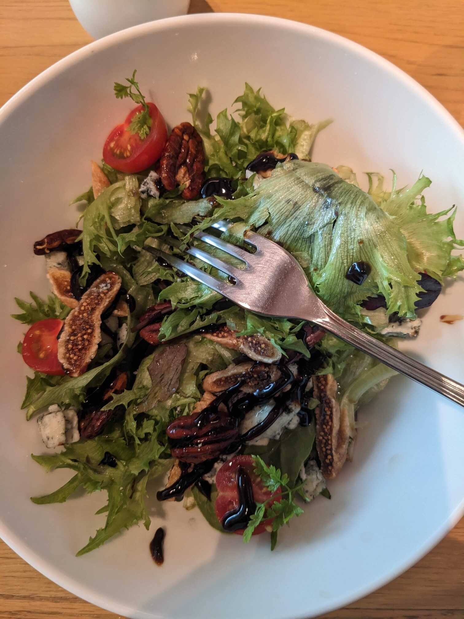 A salad with fresh hydroponic greens