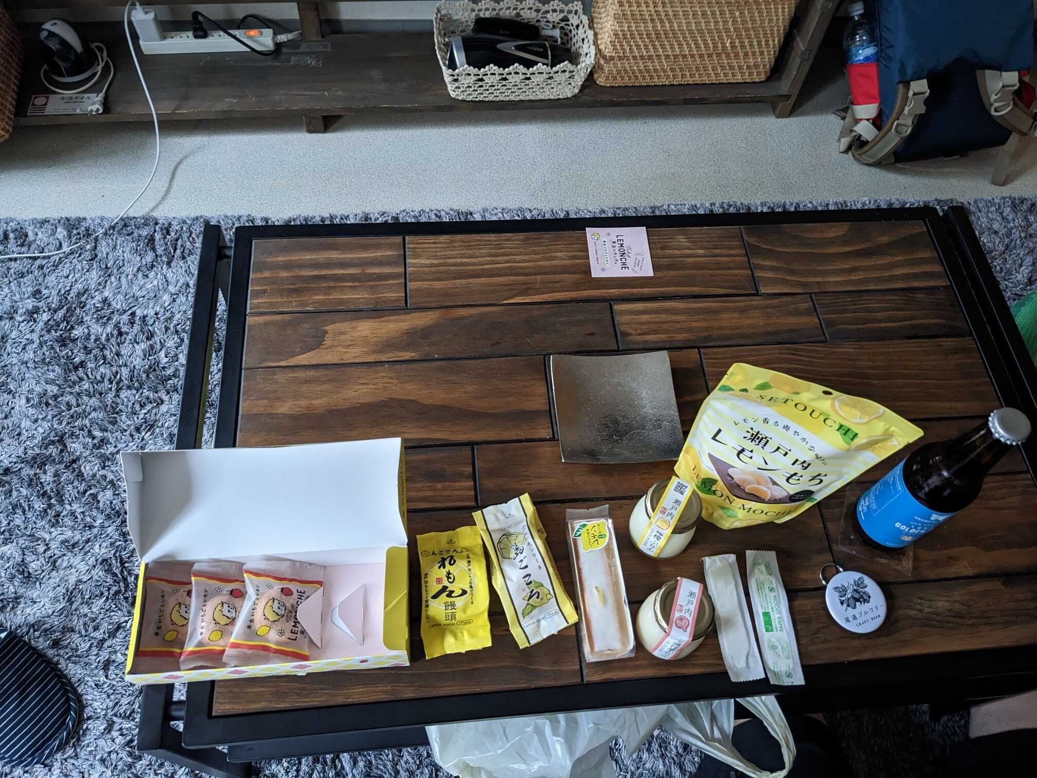 Haul of candies and beer for dessert